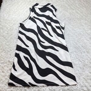Boston Proper Dress Women's XL Zebra Print Mock Neck Sleeveless Party Office